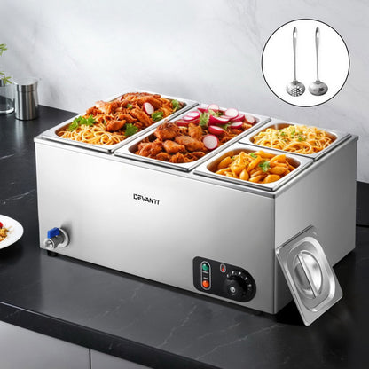 Devanti Commercial Food Warmer Bain Marie 4 Electric Buffet Pans - Image 7