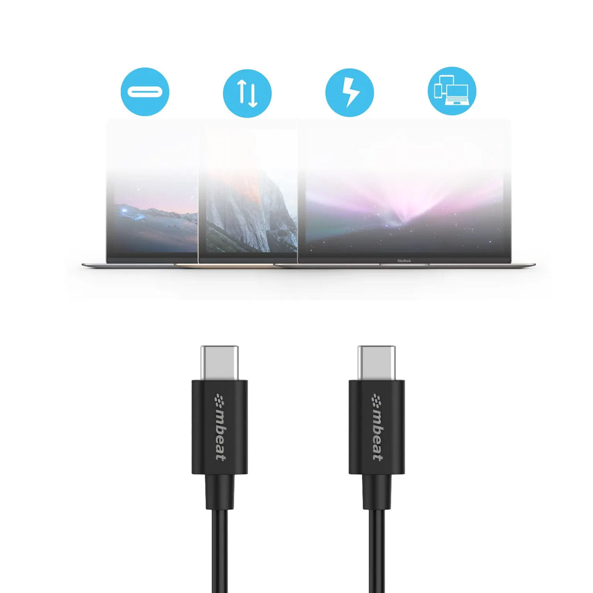 mbeat® Prime 1m USB-C to USB-C 2.0 Charge And Sync Cable High Quality/Fast Charge for Mobile Phon... - Image 3