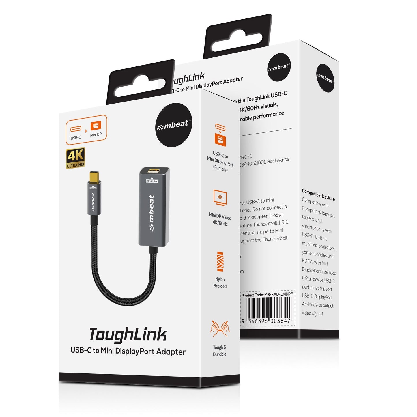 mbeat® Tough Link USB-C to Mini DisplayPort Adapter  Host Interface: USB-C 3.2 Gen 2 Up to 4K@60H... - Image 4