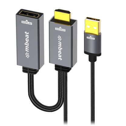 mbeat® Tough Link HDMI to DisplayPort Adapter with USB Power  Seamless Signal Transfer  Plug-and...