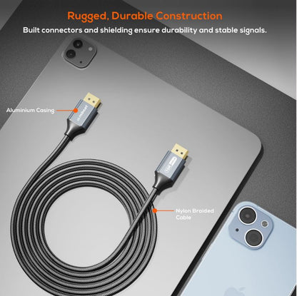 mbeat® Tough Link 1.8m 16K DP to DP Cable - Space Grey 40Gbps 180cm × 2.2cm × 1.10cm - Cables - Image 4