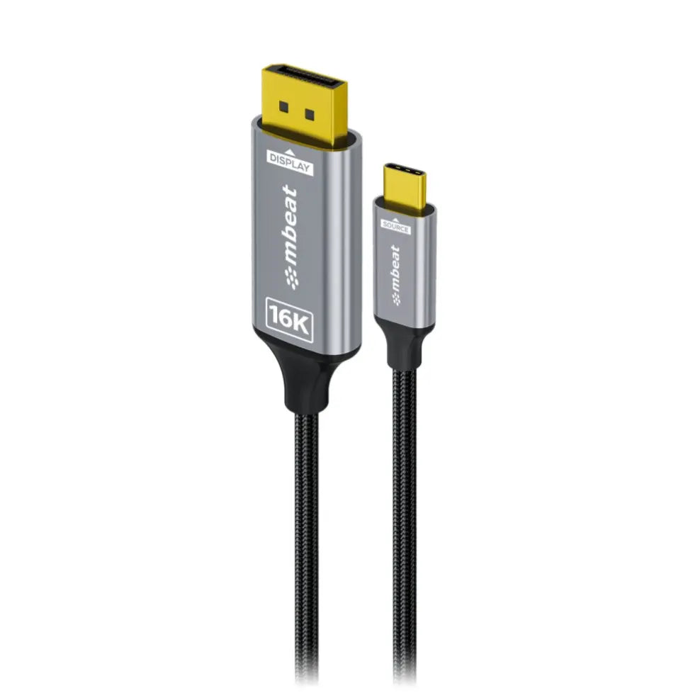 mbeat® Tough Link 1.8m 16K USB-C to DP Cable - Space Grey 40Gbps USB-C (male) to DisplayPort 2.1...