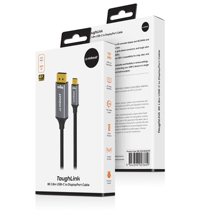 mbeat® Tough Link 8K 1.8m USB-C to DisplayPort Cable  Up to 8K@60Hz (7680×4320) USB-C Version: 3.2 Gen 2 Product Weight: 76.3g
