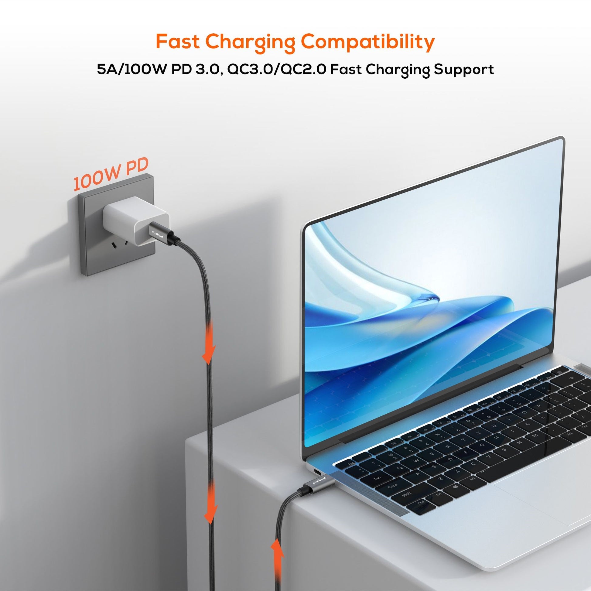 mbeat® Tough Link 1.8m USB 3.2 Gen2 USB-C Cable - Space Grey transfer at speeds up to 10Gbps Vide... - Image 3