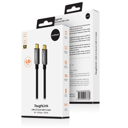 mbeat® Tough Link 1.8m USB 3.2 Gen2 USB-C Cable - Space Grey transfer at speeds up to 10Gbps Vide... - Image 4