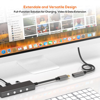 mbeat® Tough Link 1m USB 3.2 Gen2 USB-C Extension Cable - Space Grey Video Resolution: Maximum 4K... - Image 2