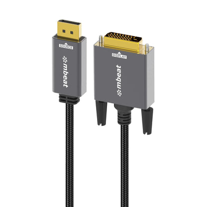 mbeat® Tough Link 1.8m DisplayPort to DVI-D Cable Effortless plug and play Resolutions up to 1080...