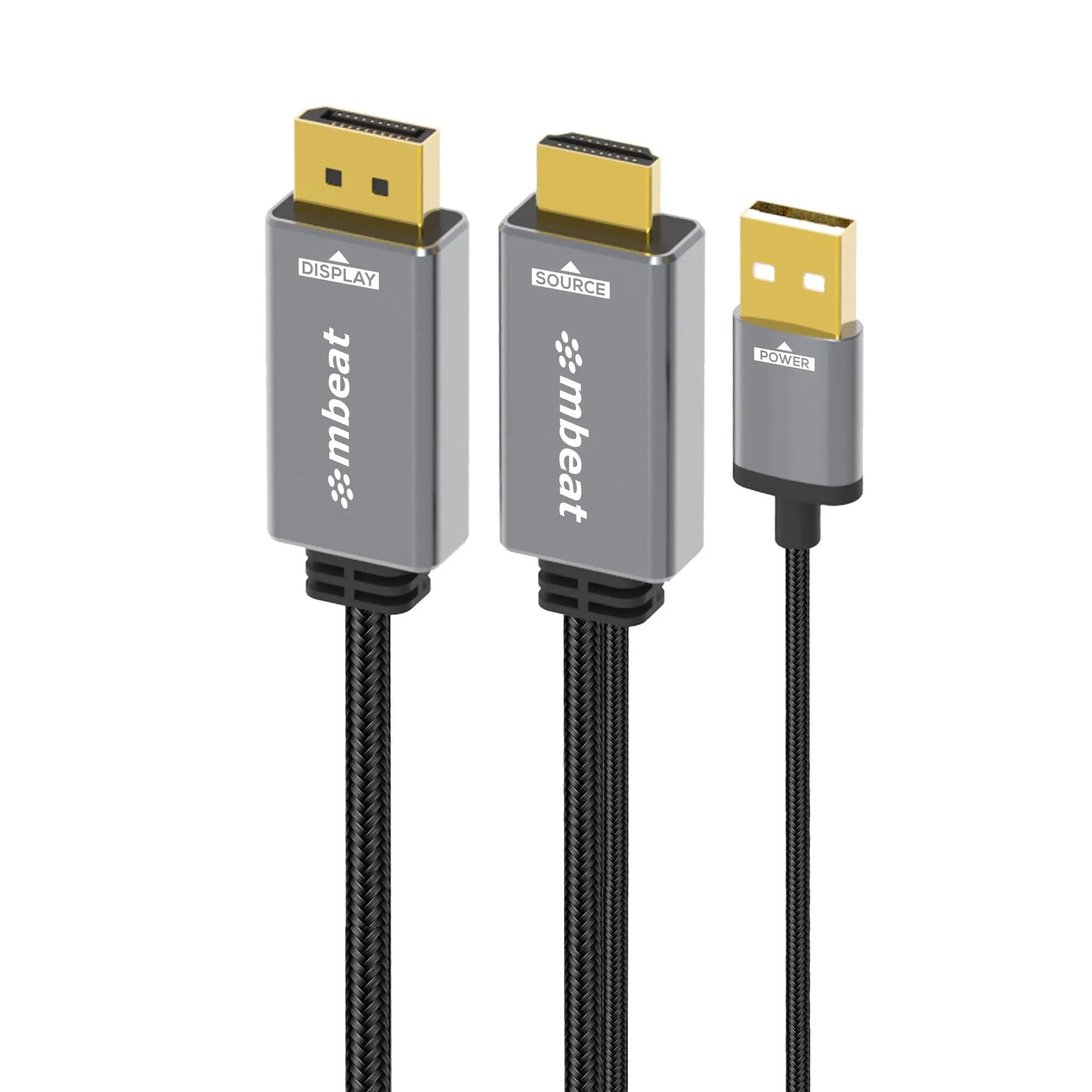 mbeat® Tough Link 1.8m HDMI to DisplayPort Cable with USB Power  4K@60Hz (3840×2160), 1440p@120Hz...