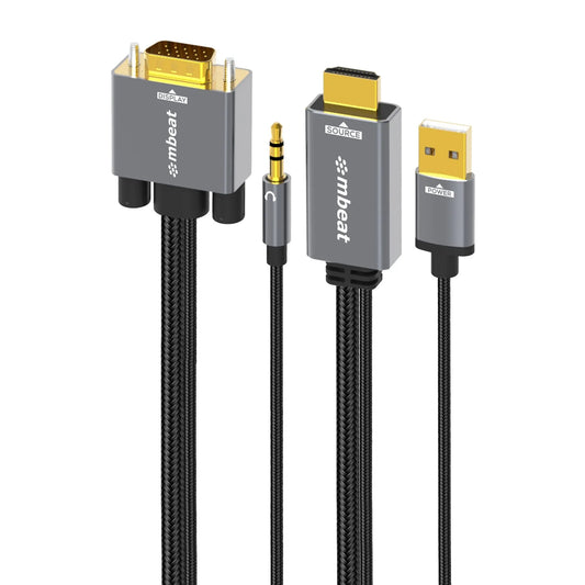 (LS) mbeat® Tough Link 1.8m HDMI to VGA Cable with USB Power  3.5mm Audio Up to 1080p@60Hz (1920×...