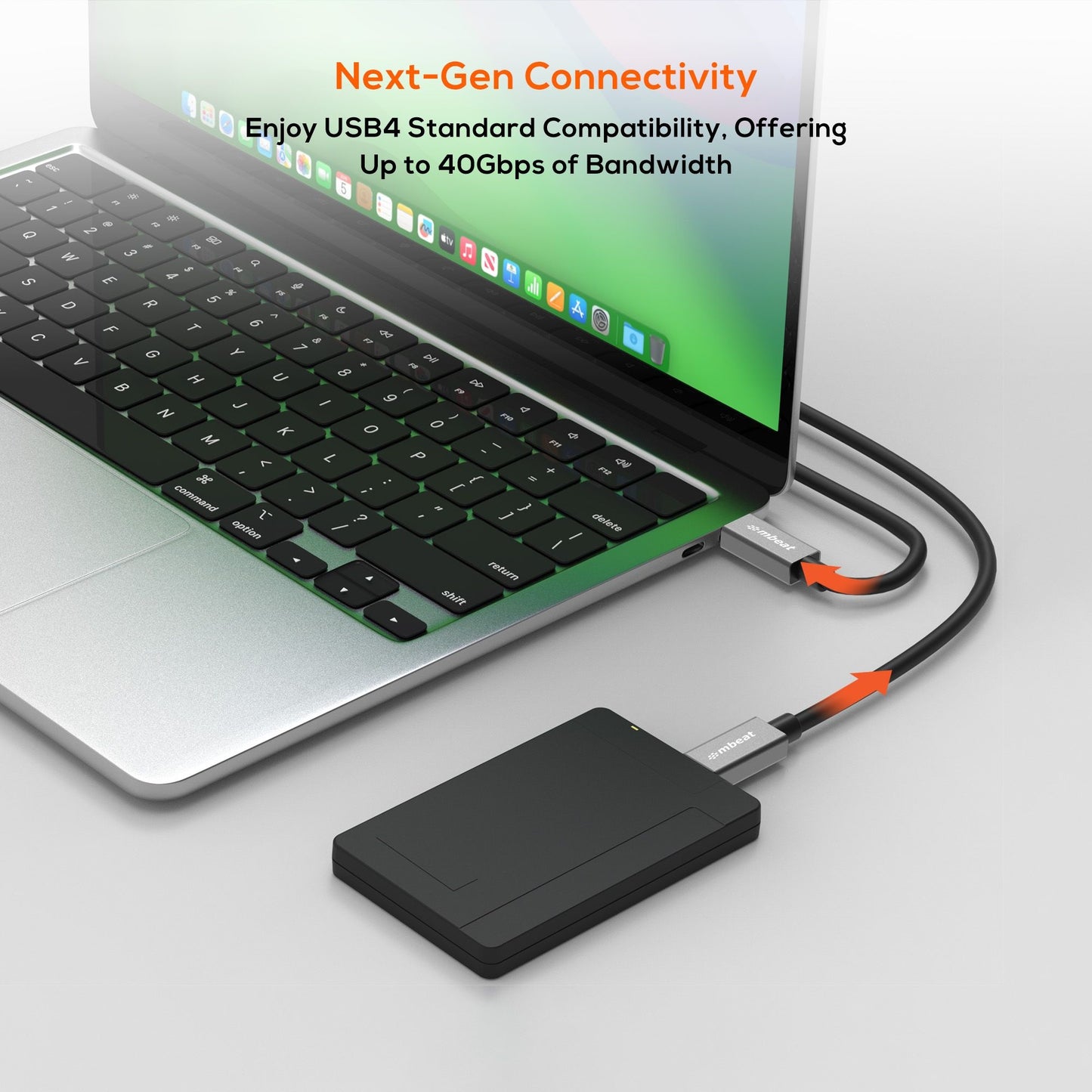 mbeat® Tough Link 1m USB 4.0 USB-C Cable - Space Grey Video Resolution: Maximum 8K/60Hz Package W... - Image 2