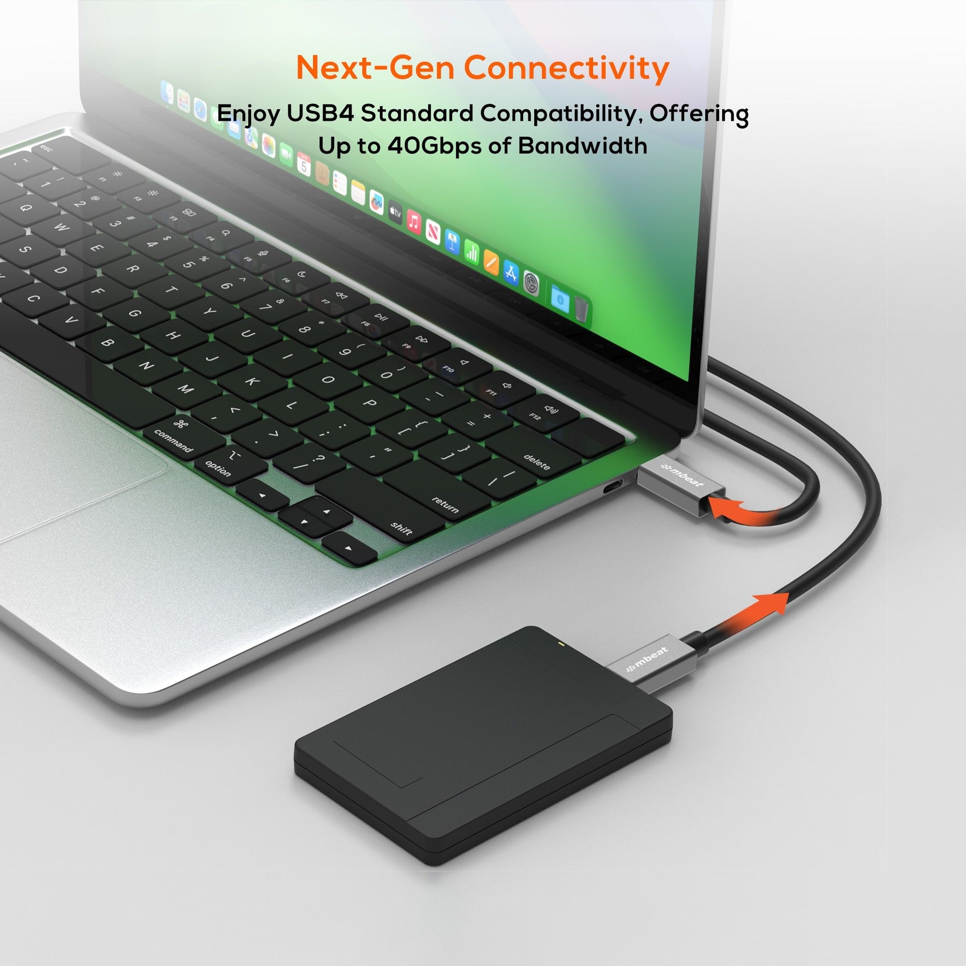 mbeat® Tough Link 1m USB 4.0 USB-C Cable - Space Grey Video Resolution: Maximum 8K/60Hz Package W... - Image 2