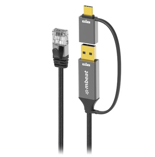 mbeat® Tough Link 2m USB  USB-C to RJ45 Ethernet Cable - Space Grey - Cables