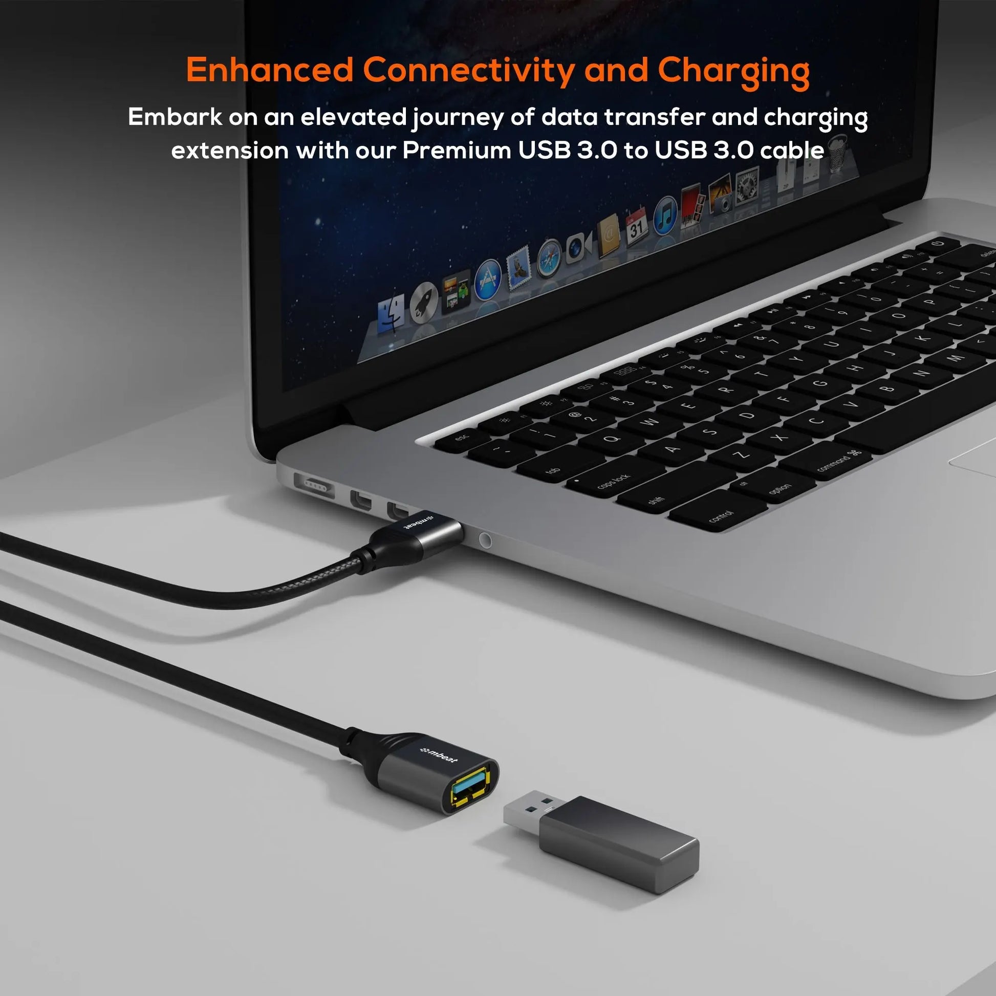 mbeat® Tough Link 1.8m USB 3.0 to USB 3.0 Extension Cable  Plug-and-Play Adaptive Practicality Sp... - Image 2