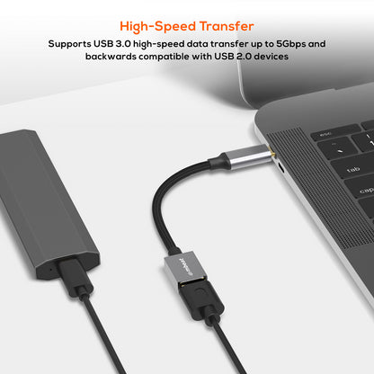 mbeat® Tough Link USB-C to USB 3.0 Adapter with Cable - Space Grey Package Weight: 25g Cable Leng... - Image 2
