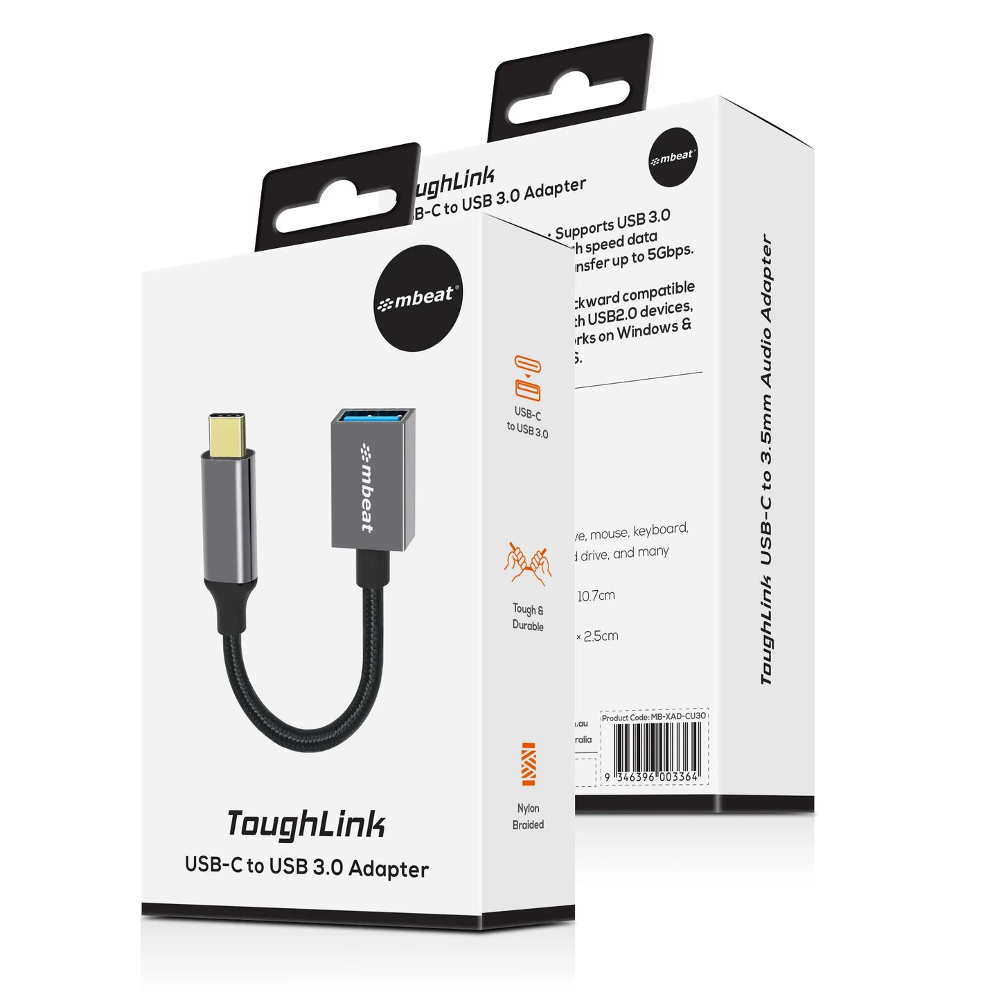 mbeat® Tough Link USB-C to USB 3.0 Adapter with Cable - Space Grey Package Weight: 25g Cable Leng... - Image 4