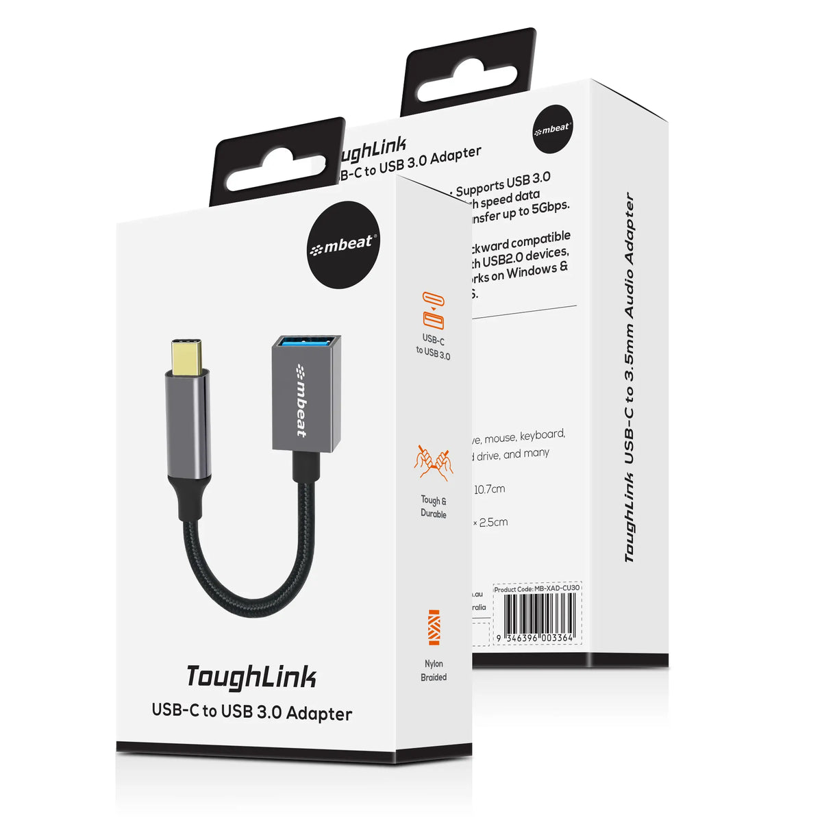 mbeat® Tough Link USB-C to USB 3.0 Adapter with Cable - Space Grey Package Weight: 25g Cable Leng... - Image 4