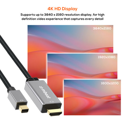 mbeat® Tough Link 1.8m Mini DisplayPort to HDMI Cable - Space Grey Package Weight: 100g HDMI Cabl... - Image 2