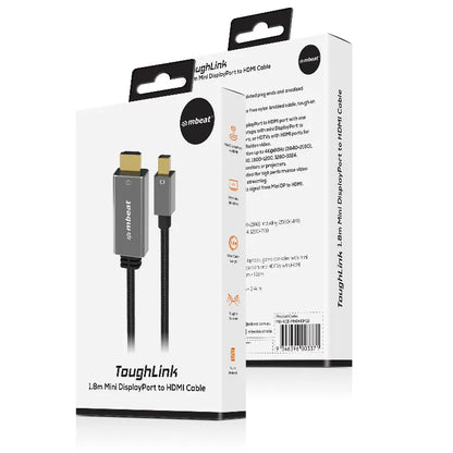 (LS) mbeat® Tough Link 1.8m Mini DisplayPort to HDMI Cable - Space Grey Package Weight: 100g HDMI... - Image 4