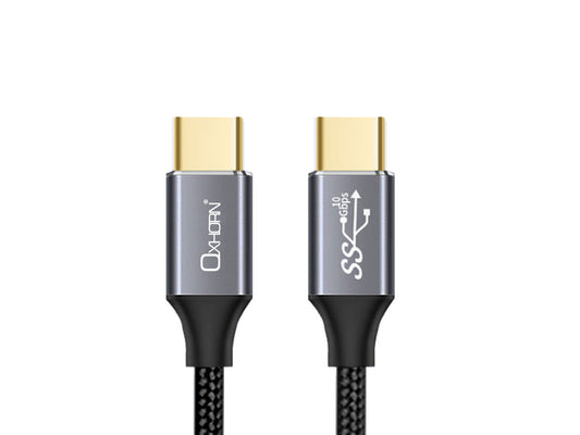 Oxhorn USB 3.1 Type C to Type C Gen2 Cable 1m 10Gbps 20v 5A 4K@60Hz E-marker Chip compatible with USB 3.0 2.0 1.1  1.0 DP Alt Mode Black