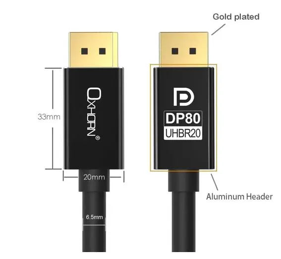 Oxhorn 4K DisplayPort 2.1 DP80 Cable 1.8m Male to Male V2.1 16K@60Hz Gold-Plated Aluminum High Sp... - Image 2