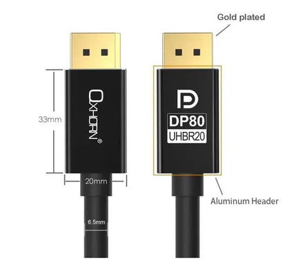Oxhorn 4K DisplayPort 2.1 DP80 Cable 1.8m Male to Male V2.1 16K@60Hz Gold-Plated Aluminum High Sp... - Image 2