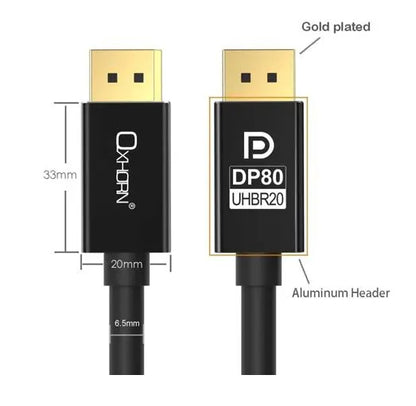 Oxhorn 4K DisplayPort 2.1 DP80 Cable 5m Male to Male V2.1 16K@60Hz Gold-Plated Aluminum High Spee... - Image 2