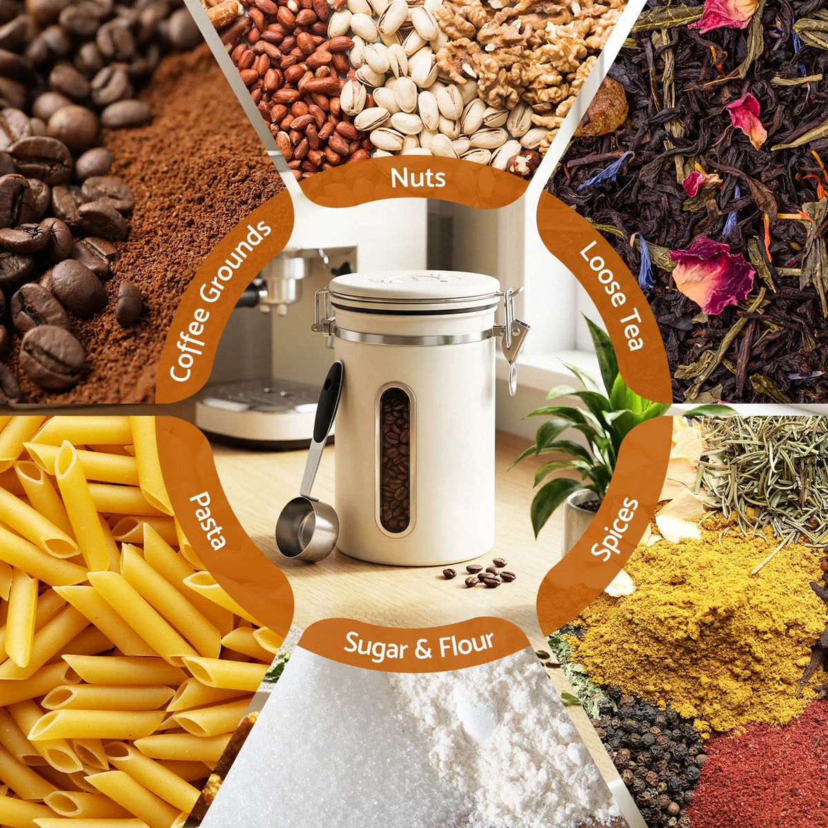 5-Star Chef 1.8L Stainless Steel Coffee Bean Storage Container Coffee Canister - Image 8