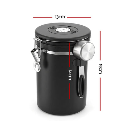 5-Star Chef 1.8L Stainless Steel Coffee Bean Storage Container Coffee Canister - Image 2