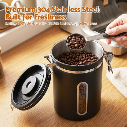 5-Star Chef 1.8L Stainless Steel Coffee Bean Storage Container Coffee Canister - Image 4