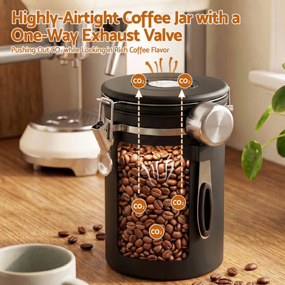 5-Star Chef 1.8L Stainless Steel Coffee Bean Storage Container Coffee Canister - Image 5