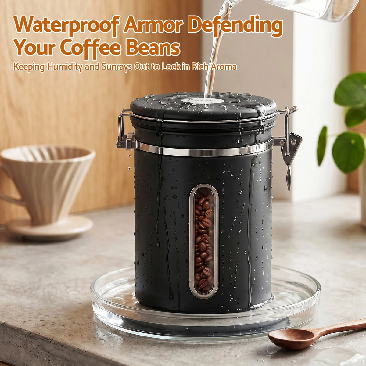 5-Star Chef 1.8L Stainless Steel Coffee Bean Storage Container Coffee Canister - Image 6