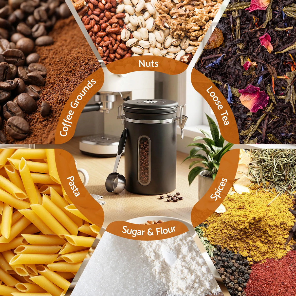 5-Star Chef 1.8L Stainless Steel Coffee Bean Storage Container Coffee Canister - Image 8