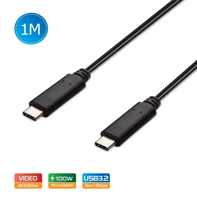 Simplecom CA512 USB-C to USB-C Cable USB 3.2 Gen2 10Gbps 5A 100W PD 4K@60Hz 1M - Cables
