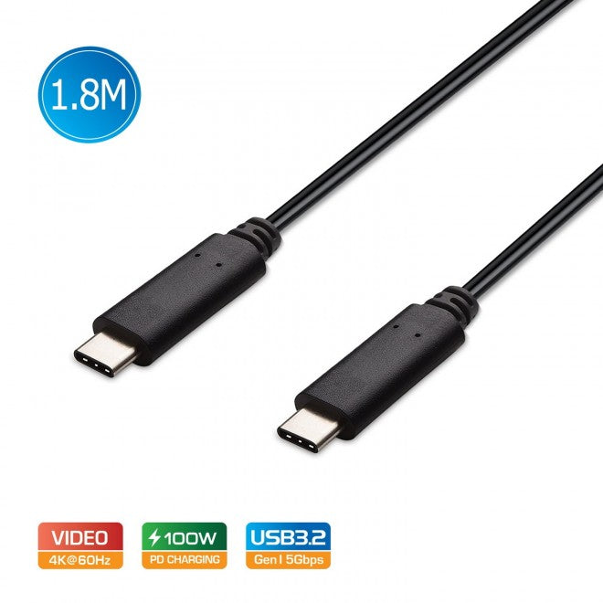 Simplecom CA519 USB-C to USB-C Cable USB 3.2 Gen1 5A 100W PD 4K@60Hz 1.8M - Cables
