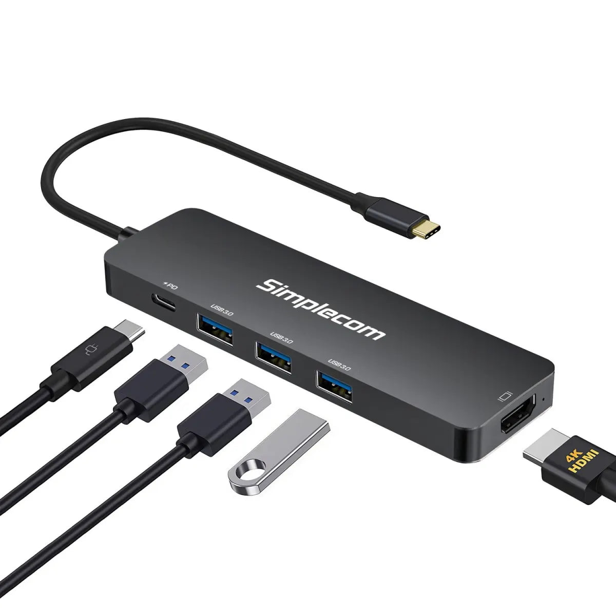 Simplecom CH545 USB-C 5-in-1 Multiport Adapter Docking Station with 3-Port USB 3.0 Hub PD HDMI... - Image 2