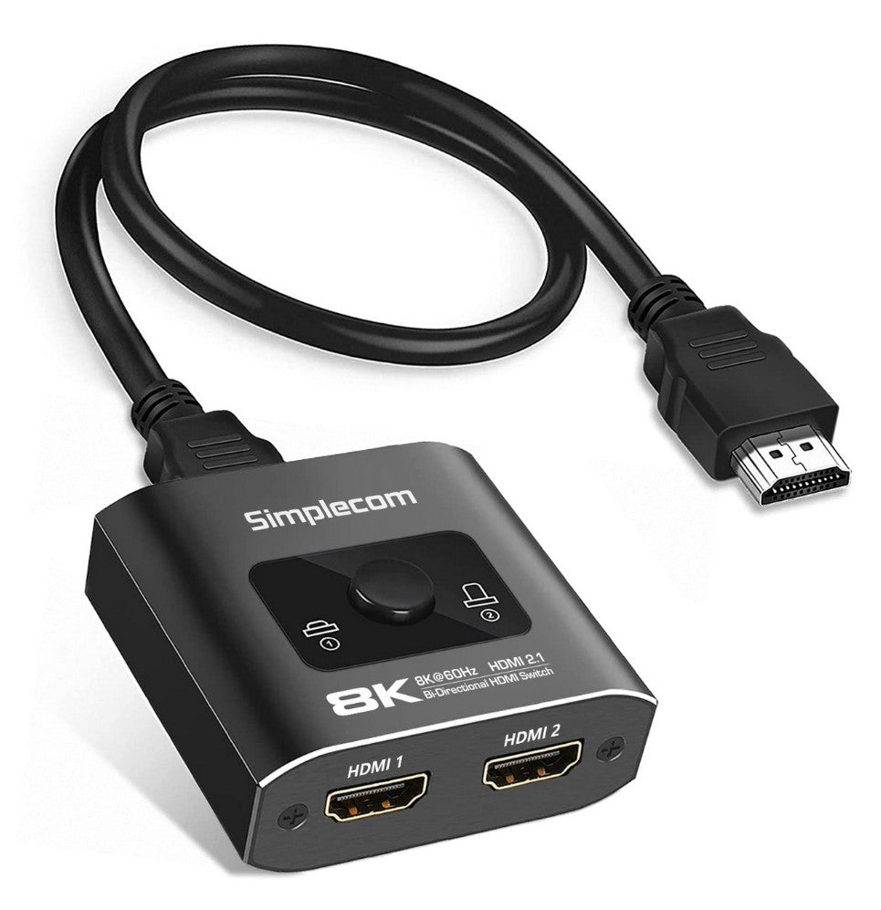 Simplecom CM302V2 Bi-Directional 2 Way HDMI 2.1 Switch Selector 8K - Cables