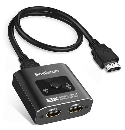 Simplecom CM302V2 Bi-Directional 2 Way HDMI 2.1 Switch Selector 8K - Cables