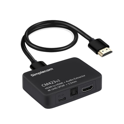 (LS)Simplecom CM423v2 HDMI Audio Extractor 4K HDMI to HDMI and Optical SPDIF + 3.5mm Stereo