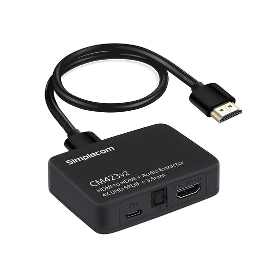 (LS)Simplecom CM423v2 HDMI Audio Extractor 4K HDMI to HDMI and Optical SPDIF + 3.5mm Stereo