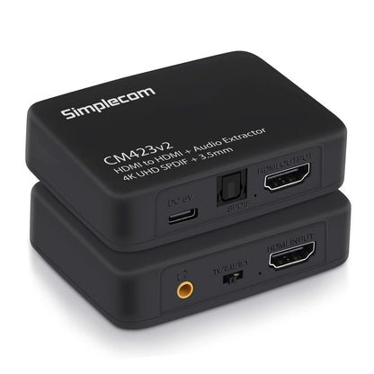 (LS)Simplecom CM423v2 HDMI Audio Extractor 4K HDMI to HDMI and Optical SPDIF + 3.5mm Stereo