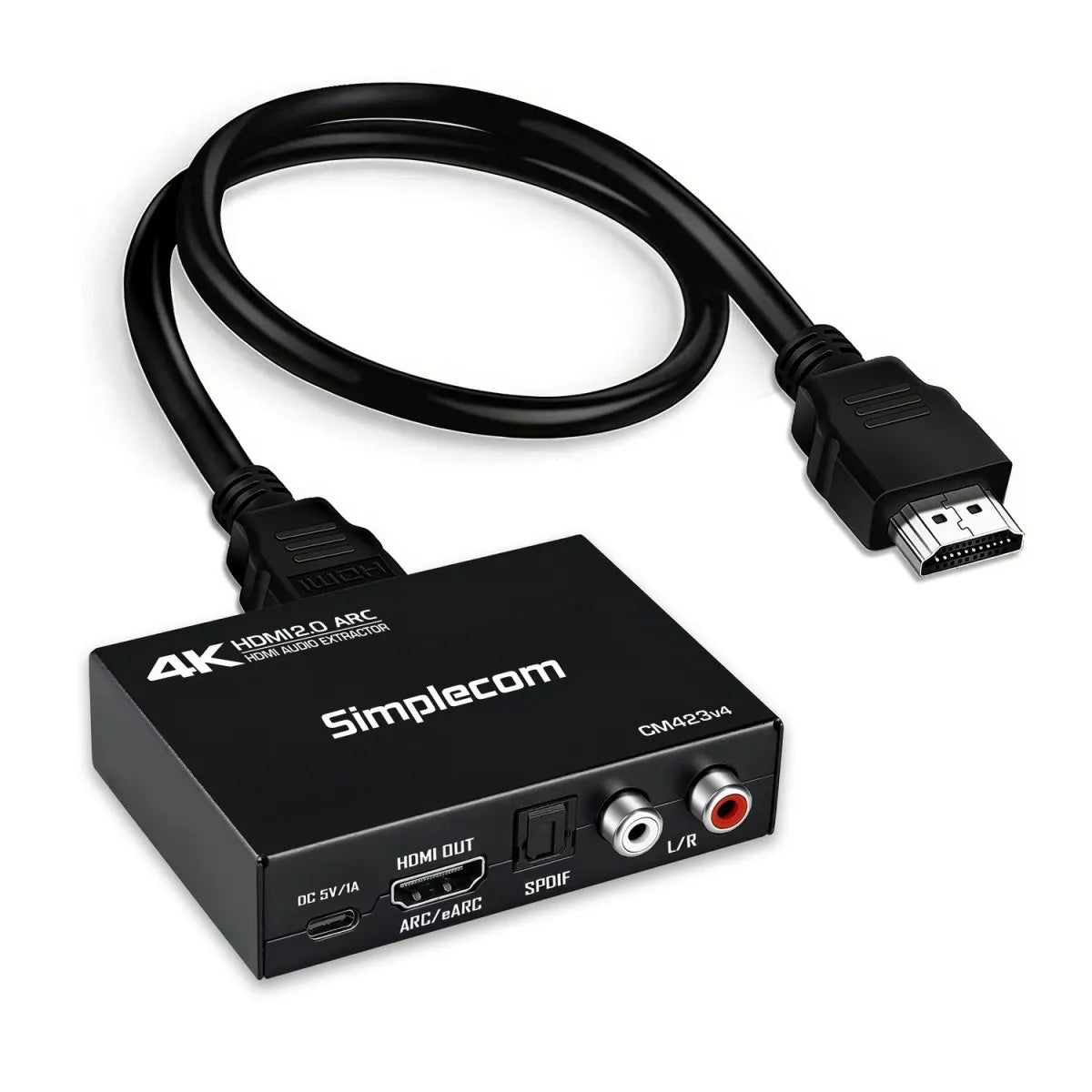 Simplecom CM423v4 HDMI 2.0 Audio Extractor Dual-Mode with ARC/eARC Optical SPDIF 2RCA 3.5mm Stere...