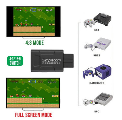 Simplecom CM461v2 HDMI Adapter Composite AV and S-Video to HDMI Converter for Nintendo NGC N64 SN... - Image 2