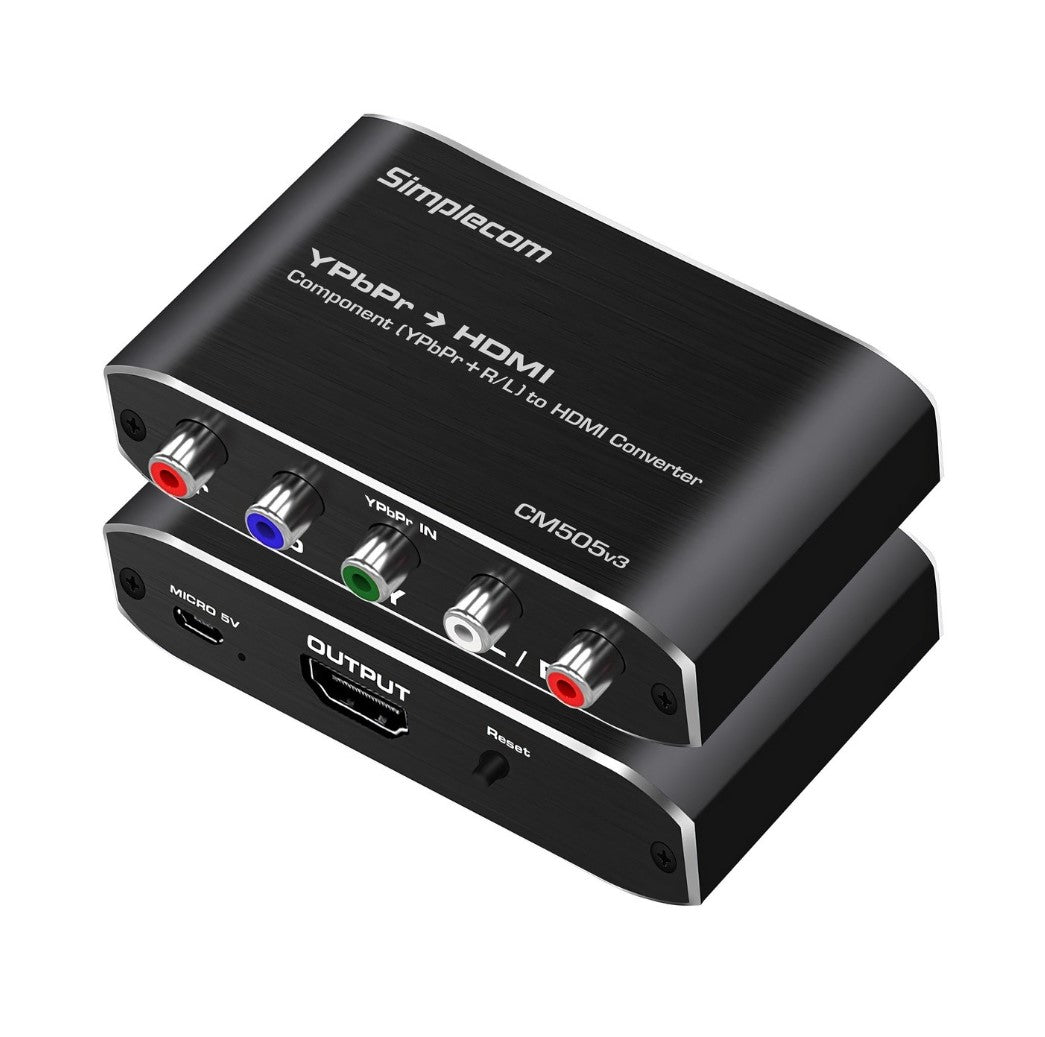 Simplecom CM505v3 Component (YPbPr + Stereo R/L) to HDMI Converter Full HD 1080p - Cables