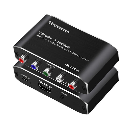 Simplecom CM505v3 Component (YPbPr + Stereo R/L) to HDMI Converter Full HD 1080p - Cables
