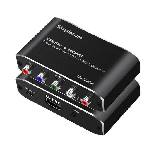 (LS)Simplecom CM505v3 Component (YPbPr + Stereo R/L) to HDMI Converter Full HD 1080p - Cables