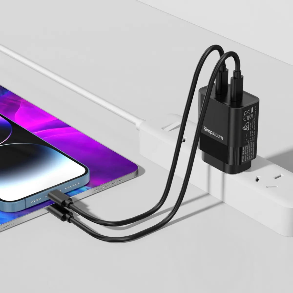 Simplecom CU221 Dual USB-C Fast Wall Charger PD 20W for Phone Tablet(LS) - Chargers - Mobile Devices - Image 3