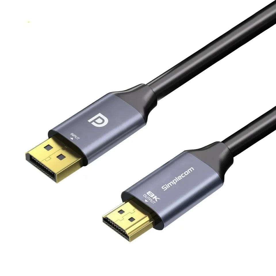 Simplecom DA218 Active DisplayPort 1.4 to HDMI 2.1 Cable 1.8M HDR 8K@60Hz - Cables