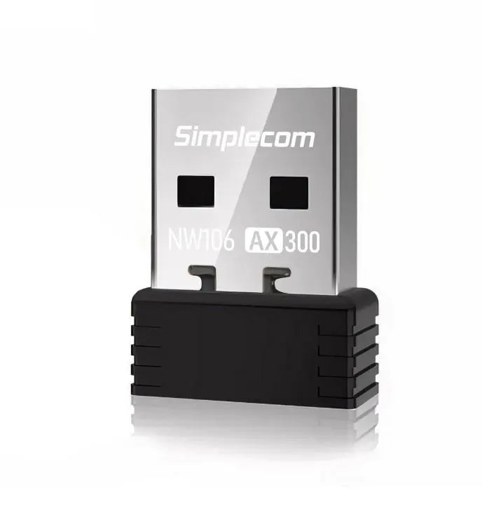 Simplecom NW106 AX300 2.4GHz Wi-Fi 6 USB Wireless Nano Adapter - USB, Bluetooth  IEEE