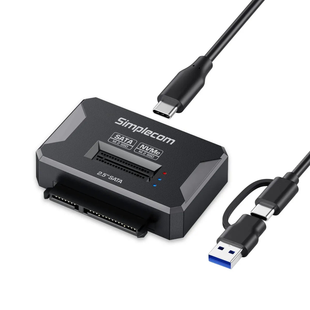 Simplecom SA516 NVMe/SATA Dual Protocol M.2 SSD and 2.5' SATA to USB Adapter 10Gbps - Cables