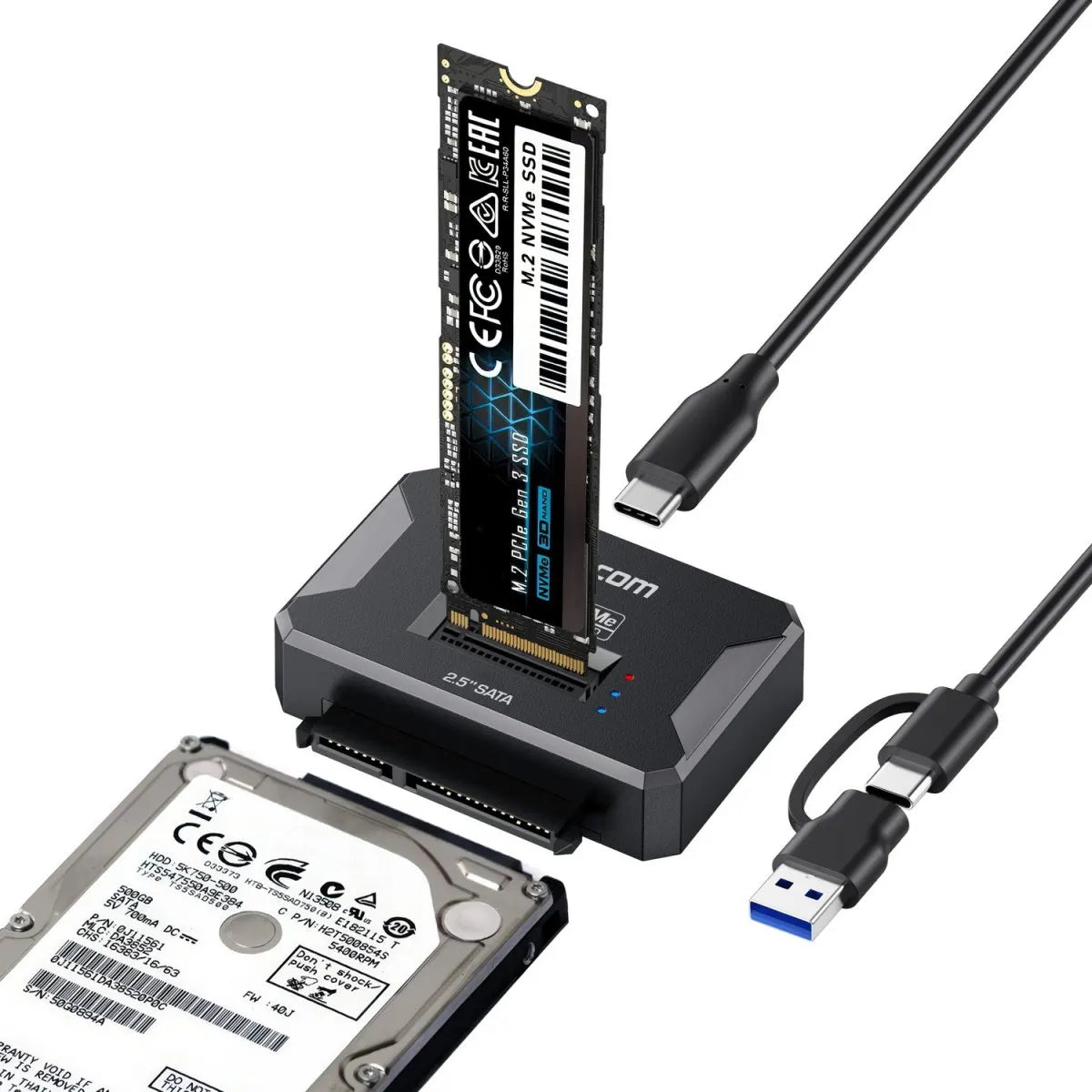 Simplecom SA516 NVMe/SATA Dual Protocol M.2 SSD and 2.5' SATA to USB Adapter 10Gbps - Cables - Image 2